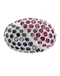 Ruby and Black Diamond Yin Yang Dome Ring
