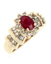 Ruby and Diamond Halo Ring in Yellow Gold