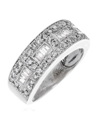 Diamond Milgrain Accent Tapered Ring in White Gold