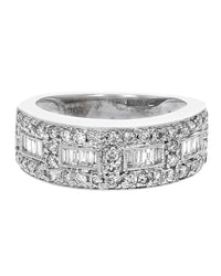 Diamond Milgrain Accent Tapered Ring in White Gold
