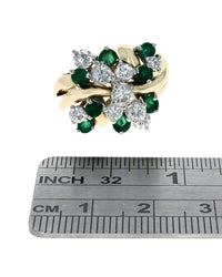 Emerald and Diamond Cluster Ring