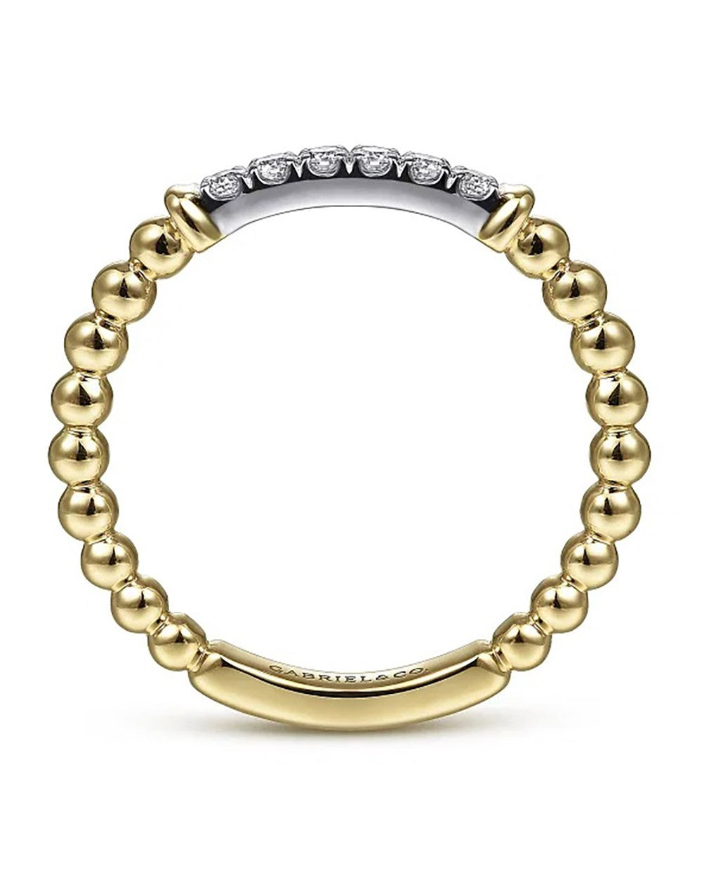 Gabriel & Co. Bujukan Copllection Diamond Bar and Bead Ring