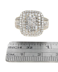 Mixed Cut Diamond Double Halo Ring in Yellow Gold