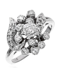 Diamond Ribbon Cluster Ring in White Gold