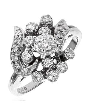Diamond Ribbon Cluster Ring in White Gold