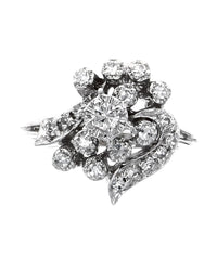 Diamond Ribbon Cluster Ring in White Gold