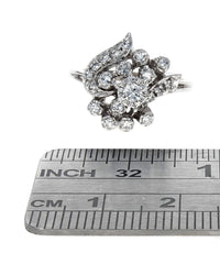 Diamond Ribbon Cluster Ring in White Gold