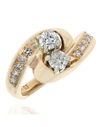 Diamond Bypass Ring in Yellow Gold