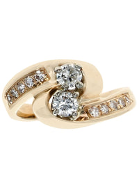 Diamond Bypass Ring in Yellow Gold