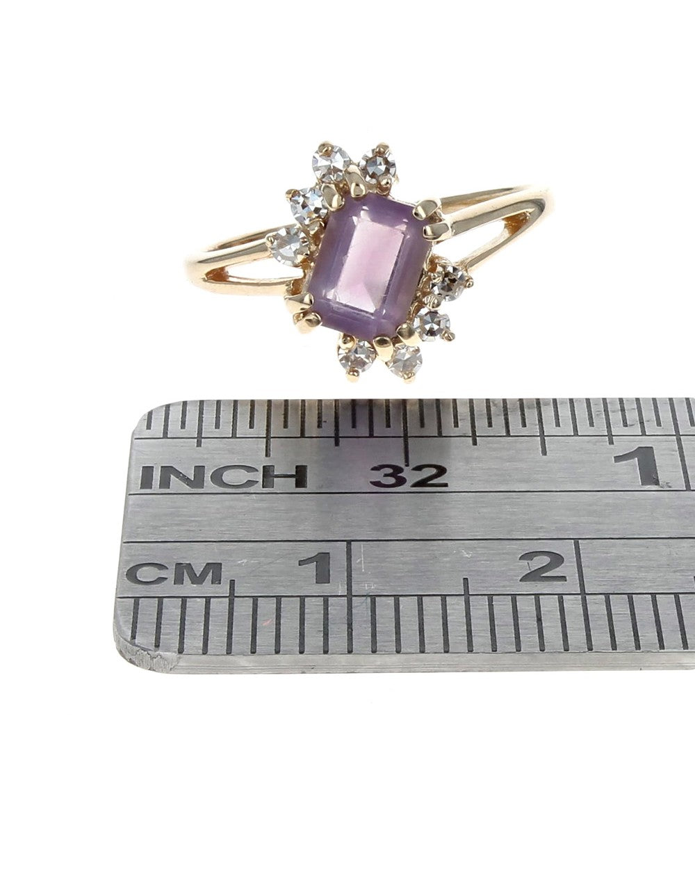 Amethyst and Diamond Bypass Ring in Yellow Gold