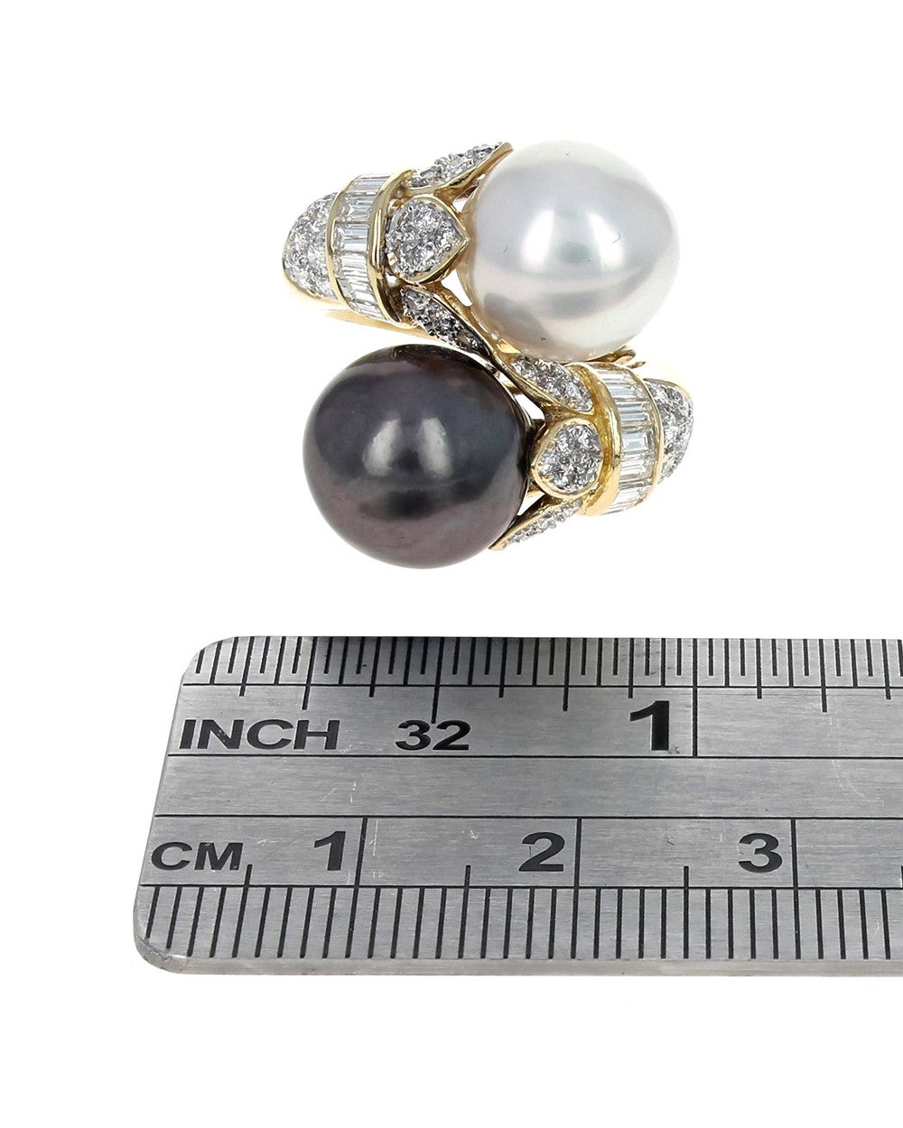 South Sea and Tahitian Pearl Diamond Toi Et Moy Ring