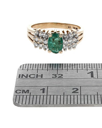 Emerald and Diamond Rooftop Ring in Yellow Gold