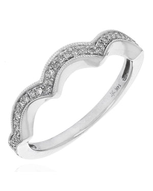 Diamond Scallop Edge Milgrain Accent Ring Guard in White Gold