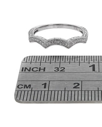 Diamond Scallop Edge Milgrain Accent Ring Guard in White Gold