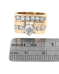 Diamond Wide Square Shank Wedding Set in Yellow Gold