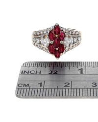 Ruby Station and 3 Row Diamond Chevron Ring