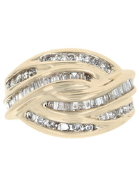 Diamond Crossover Tapered Ring in Yellow Gold