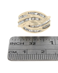 Diamond Crossover Tapered Ring in Yellow Gold
