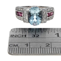 Aquamarine, Pink Tourmaline and Diamond Fashion Ring