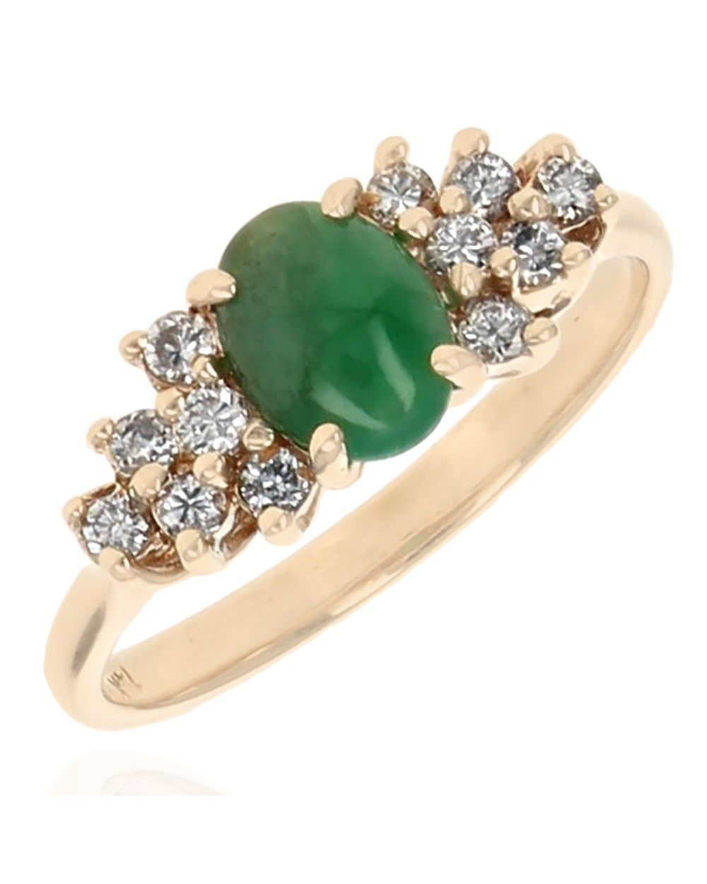 Green Jadeite and Diamond Ring