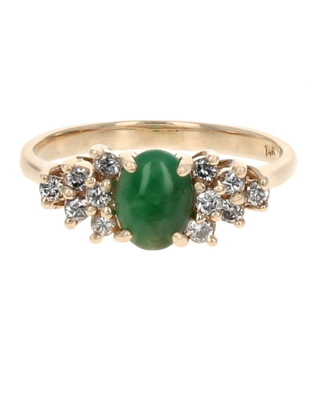 Green Jadeite and Diamond Ring