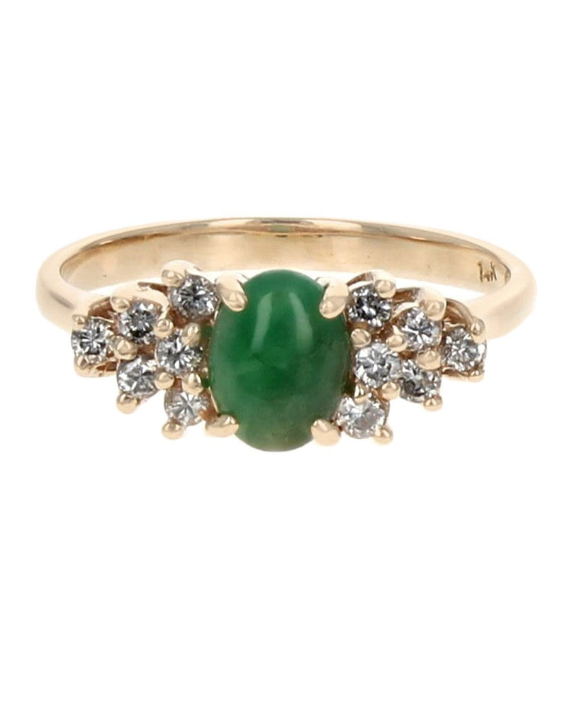 Green Jadeite and Diamond Ring