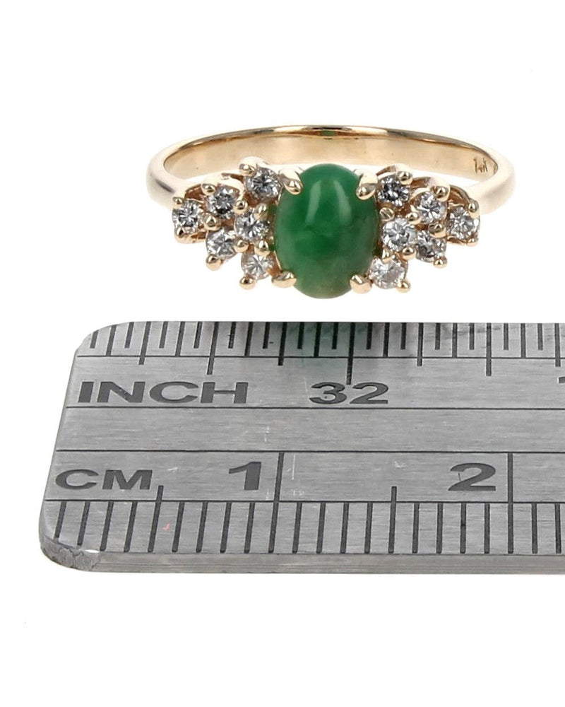Green Jadeite and Diamond Ring