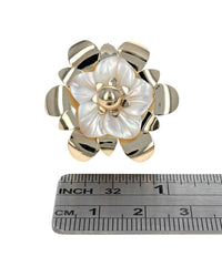 Carved Mother of Pearl Floral Ring