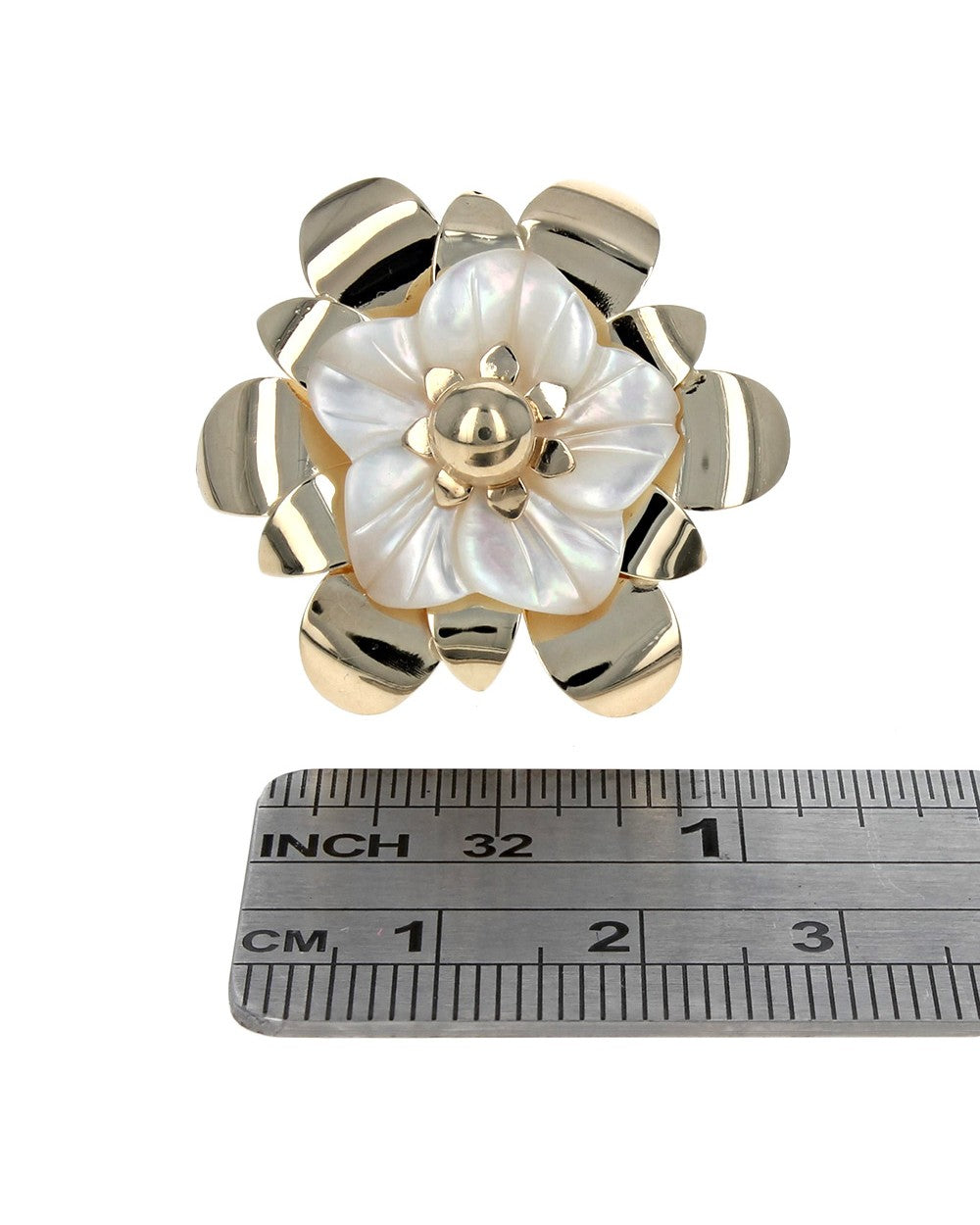 Carved Mother of Pearl Floral Ring