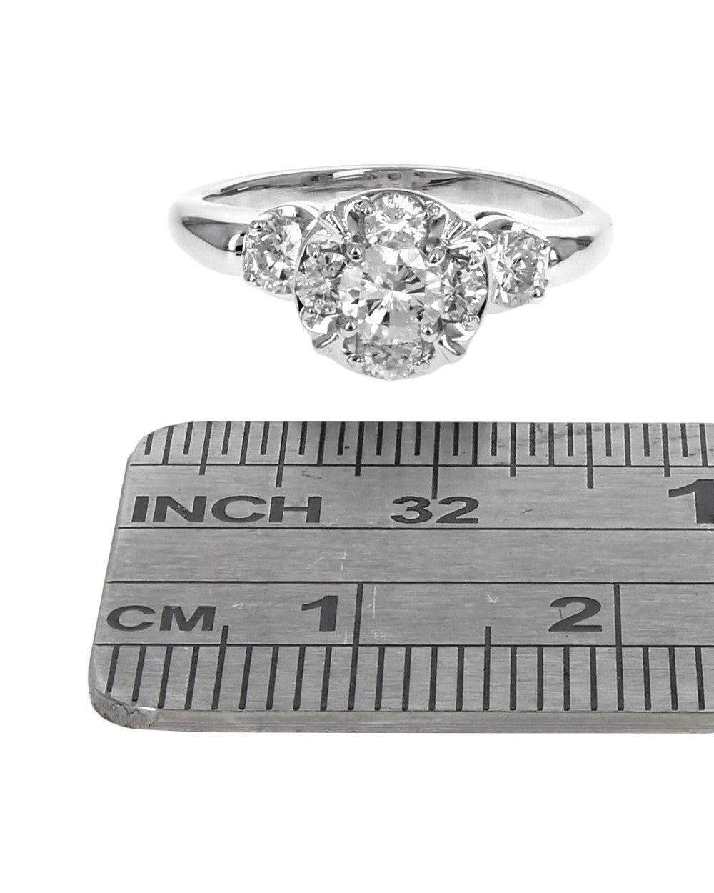 Diamond Cluster Halo Ring in White Gold