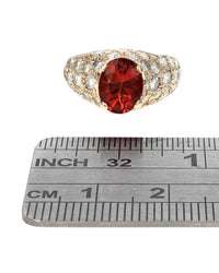Oregon Sunstone and Diamond Dome Ring