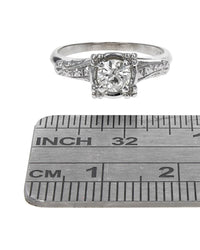 Vintage Diamond Solitaire Milgrain Engagement Ring in White Gold
