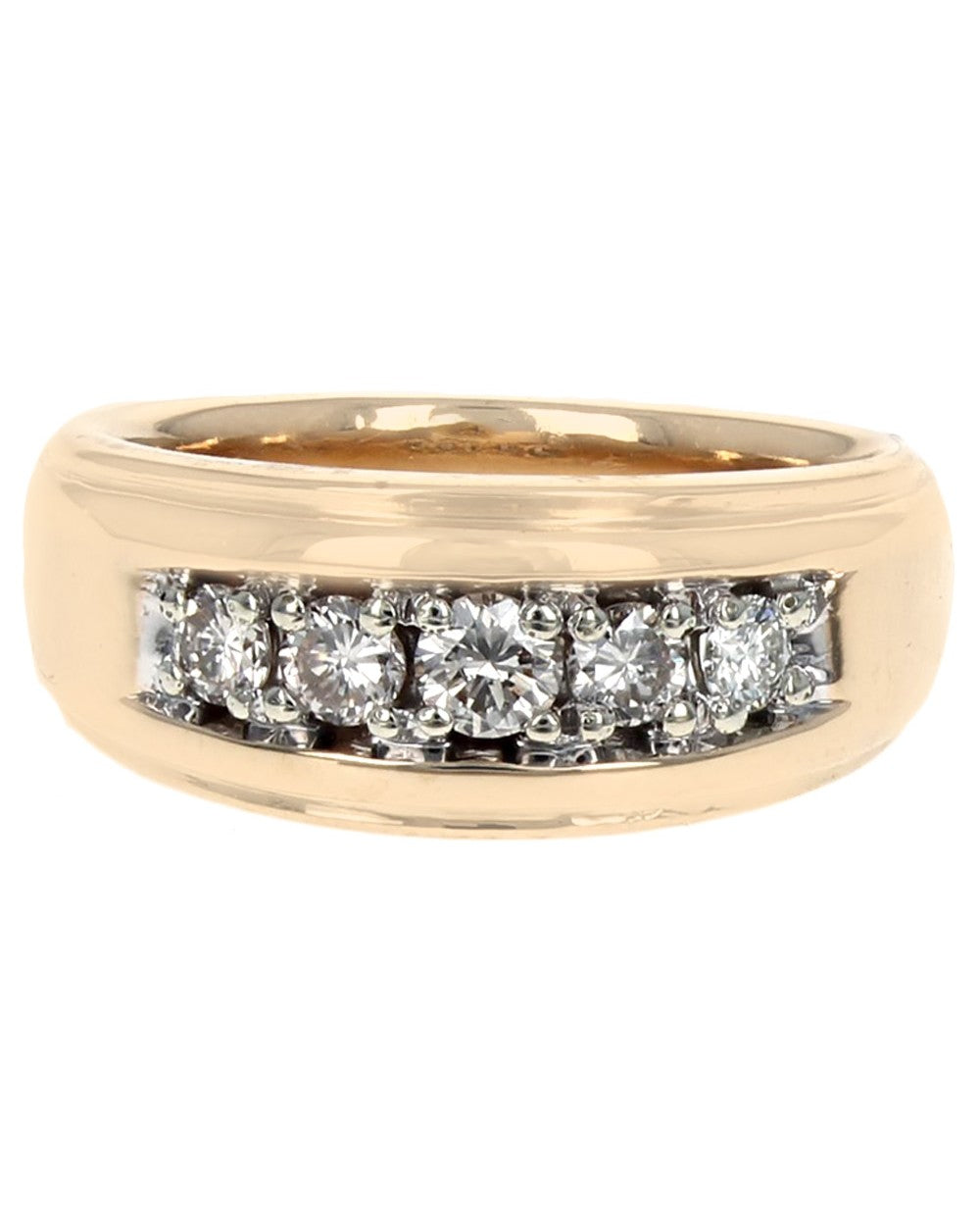 Gentlemen's Diamond Tapered Band in White and Yellow Gold