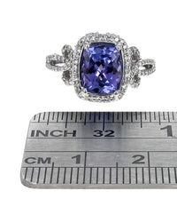 Tanzanite and Diamond Halo Ring