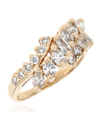 Marquise and Round Diamond Bypass Ring