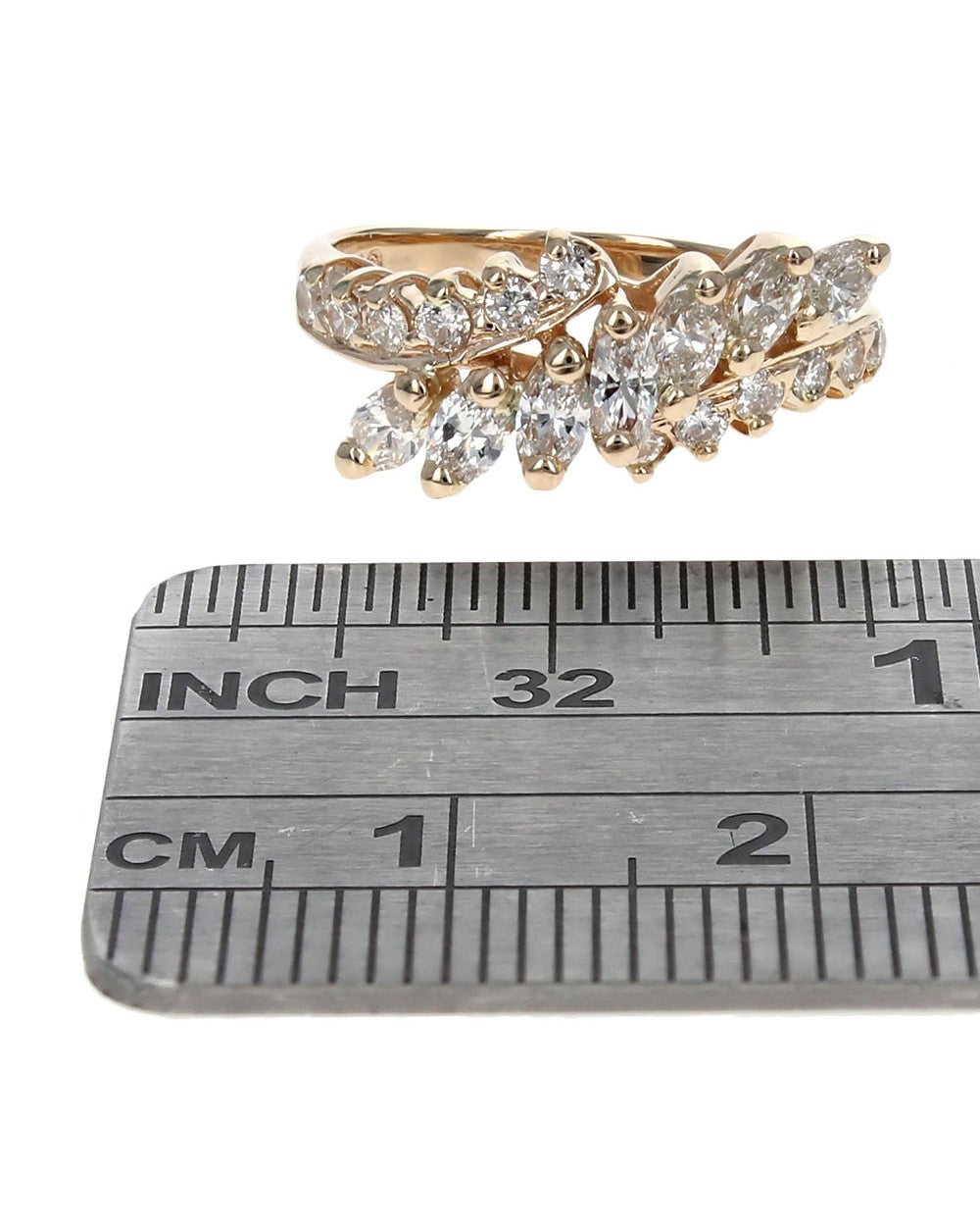 Marquise and Round Diamond Bypass Ring