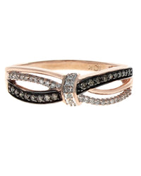 Diamond Open Cut Ribbon Crossover Ring in Rose Gold