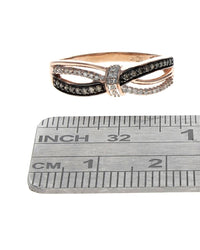 Diamond Open Cut Ribbon Crossover Ring in Rose Gold
