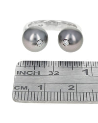 Gauthier Black Tahitian Pearl and Diamond Accent Open Ring in White Gold
