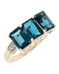 London Blue Topaz and Diamond Accent Ring in Yellow Gold