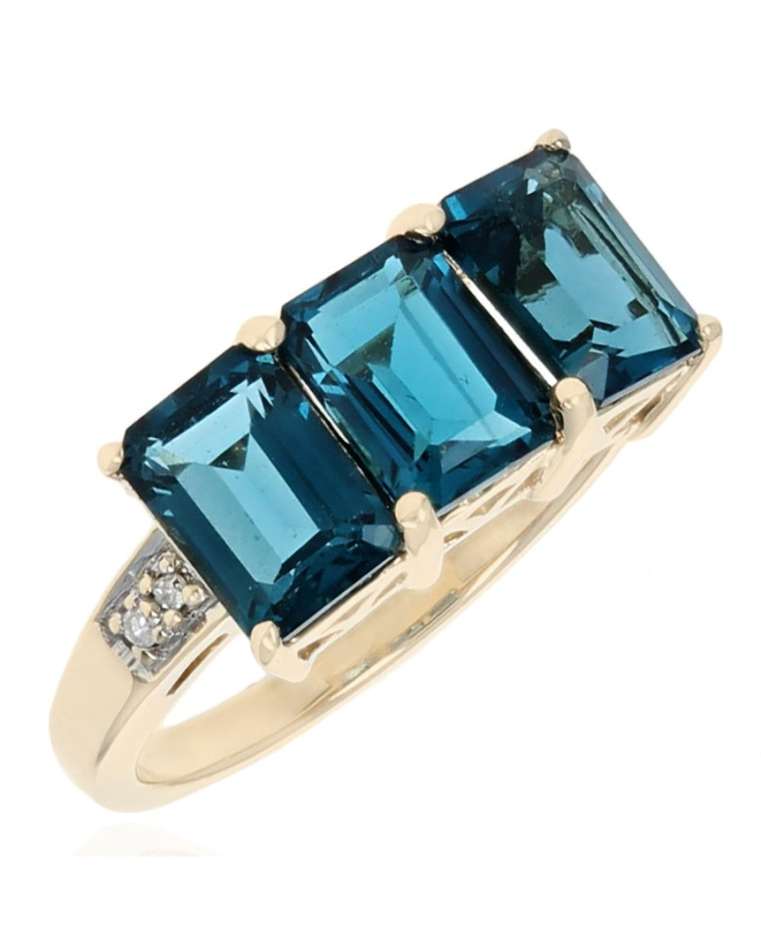 London Blue Topaz and Diamond Accent Ring in Yellow Gold