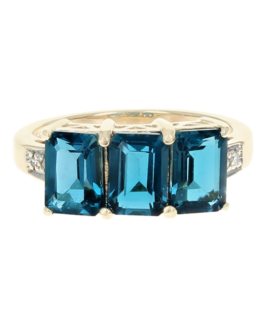 London Blue Topaz and Diamond Accent Ring in Yellow Gold