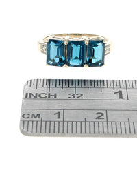 London Blue Topaz and Diamond Accent Ring in Yellow Gold