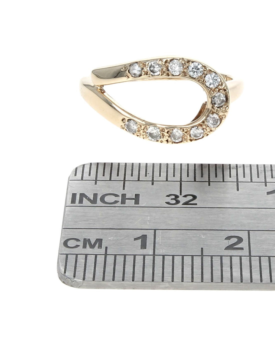 Diamond Open Cut Teardrop Shaped Ring in Yellow Gold