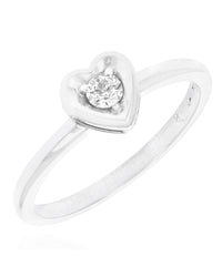 Diamond Solitaire Heart Shaped Ring in White Gold