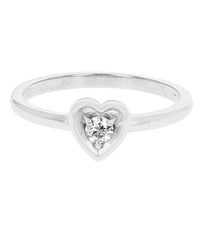 Diamond Solitaire Heart Shaped Ring in White Gold