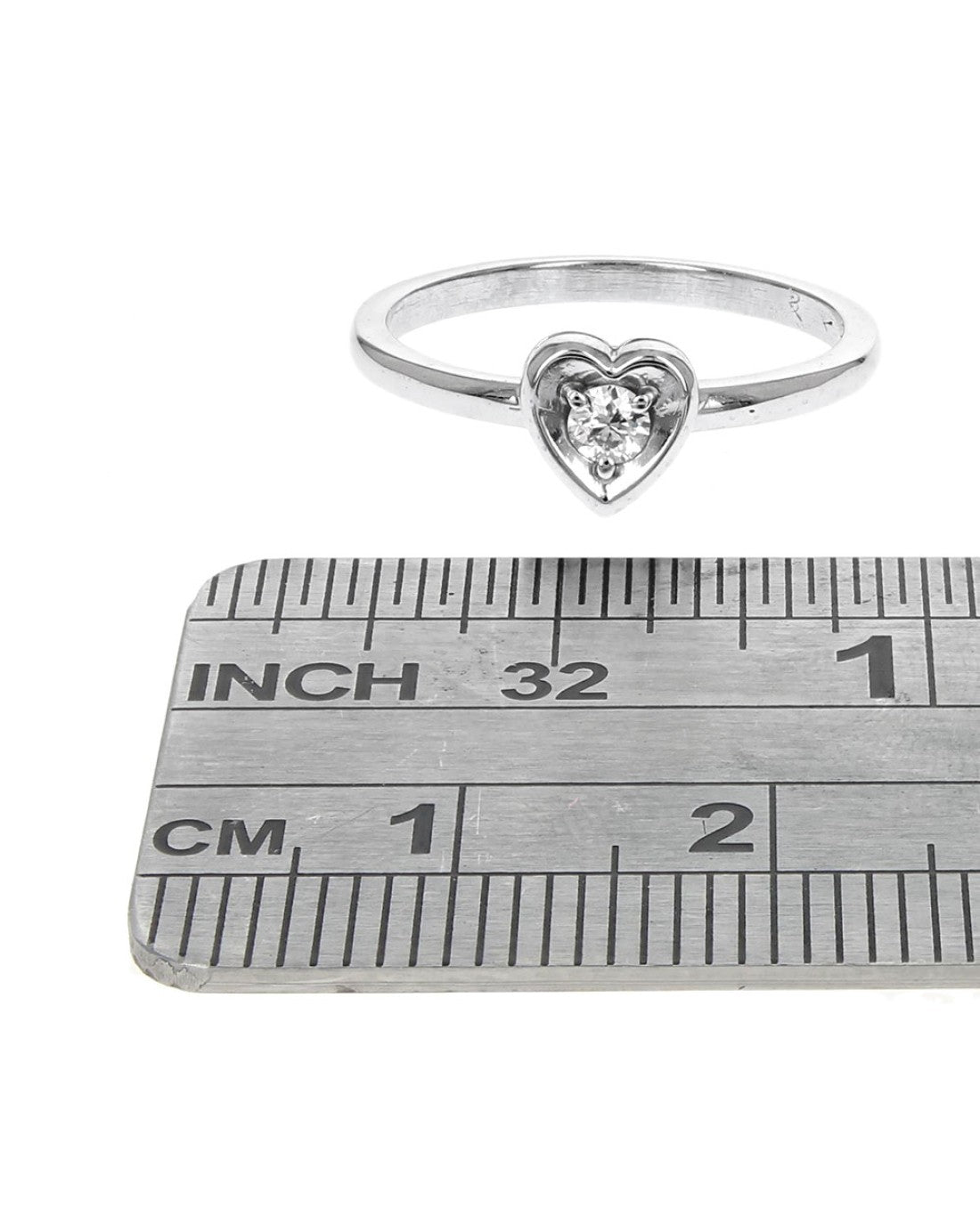 Diamond Solitaire Heart Shaped Ring in White Gold