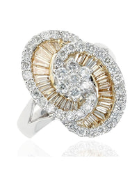 Yellow and White Diamond Swirl Ring