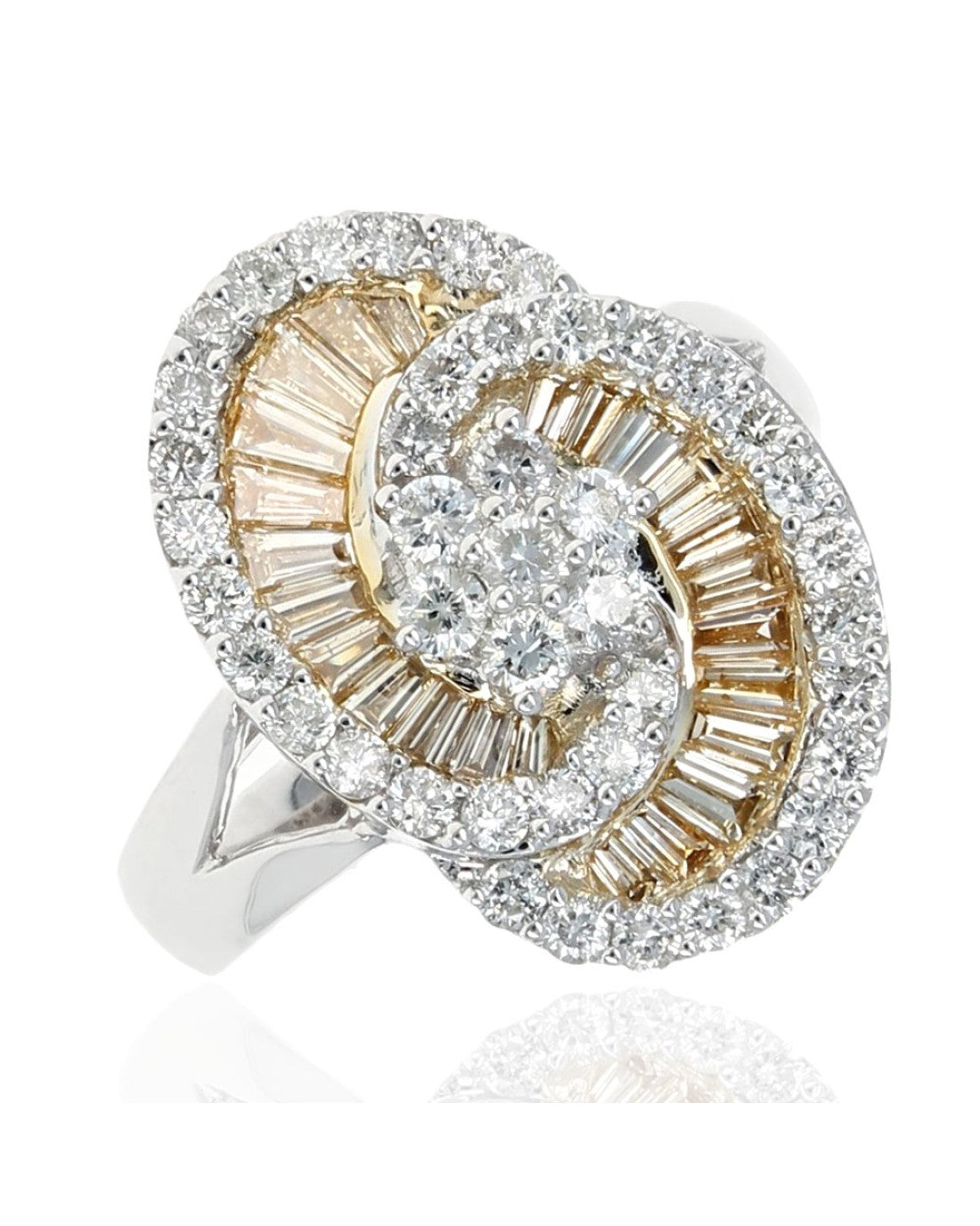 Yellow and White Diamond Swirl Ring