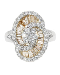Yellow and White Diamond Swirl Ring